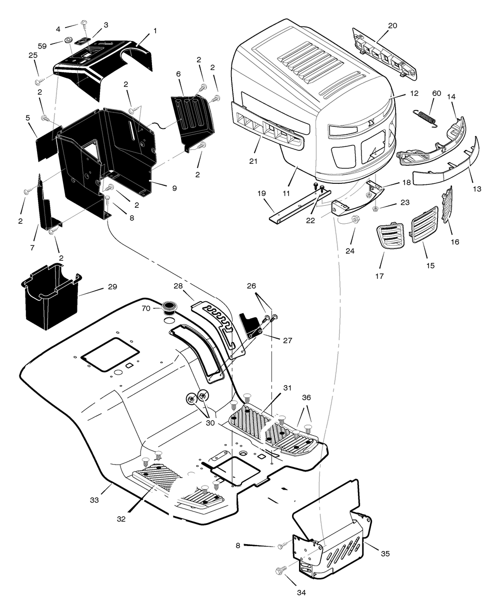 Hood And Dash Diagram and Parts List for 461605X99A 2005 Briggs and Stratton Lawn Tractor